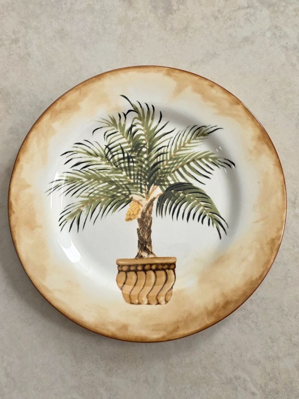 AMERICAN ATELIER DOMESTICATIONS WEST INDIES TROPICAL PALM SALAD PLATE